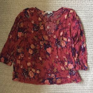Floral American  Eagle 3/4 sleeve top